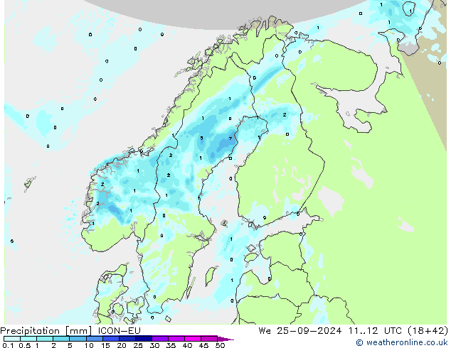 Precipitazione ICON-EU mer 25.09.2024 12 UTC