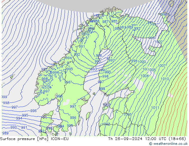 Yer basıncı ICON-EU Per 26.09.2024 12 UTC