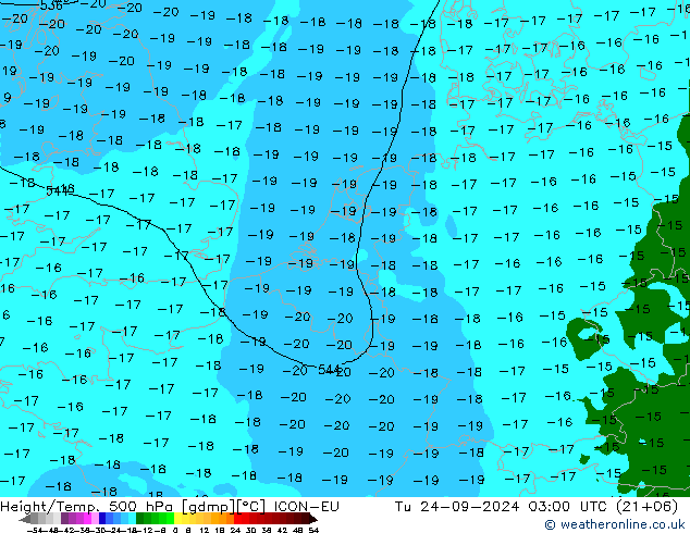 Height/Temp. 500 гПа ICON-EU вт 24.09.2024 03 UTC