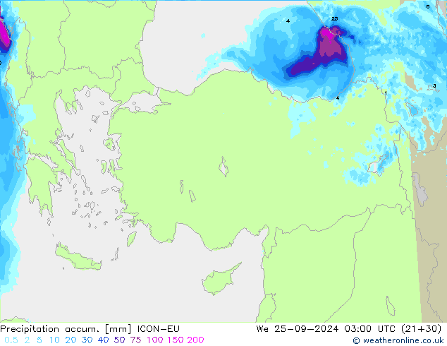 Precipitation accum. ICON-EU St 25.09.2024 03 UTC