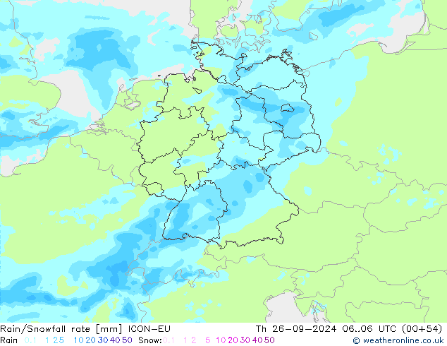 Rain/Snowfall rate ICON-EU  26.09.2024 06 UTC