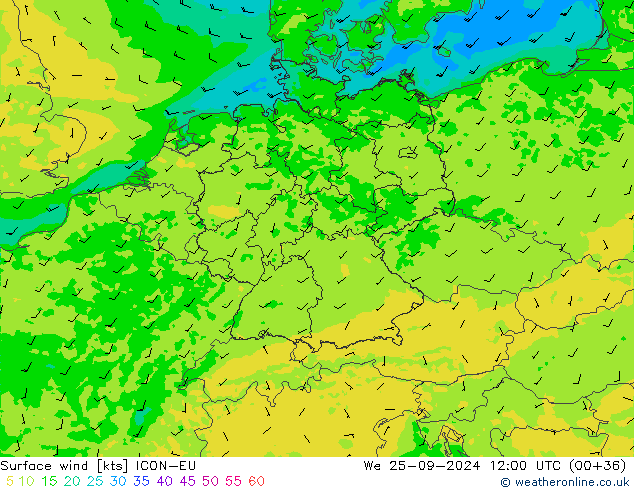 Bodenwind ICON-EU Mi 25.09.2024 12 UTC