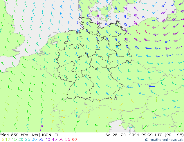  850 hPa ICON-EU  28.09.2024 09 UTC