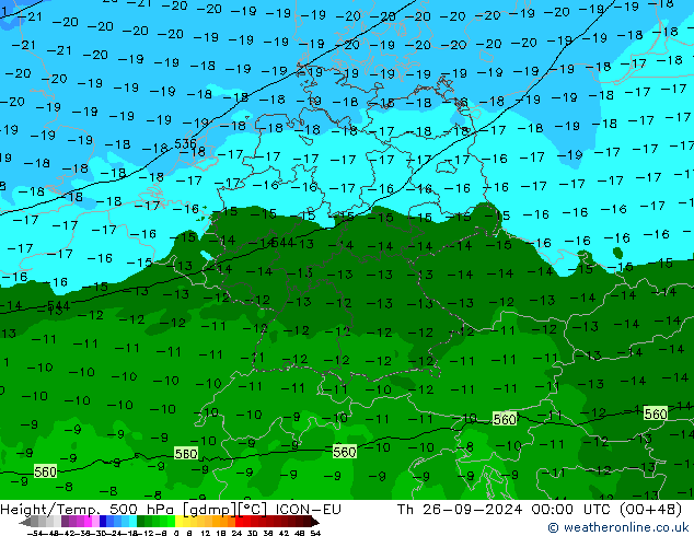 Height/Temp. 500 гПа ICON-EU чт 26.09.2024 00 UTC