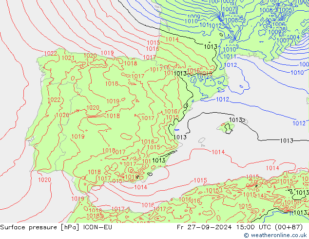 ciśnienie ICON-EU pt. 27.09.2024 15 UTC