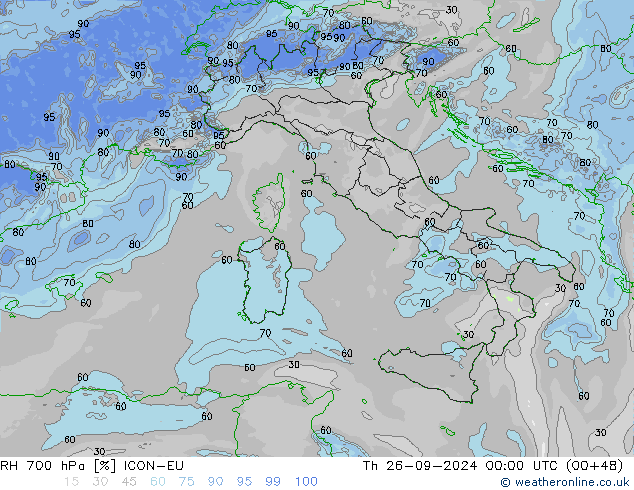 RH 700 hPa ICON-EU Čt 26.09.2024 00 UTC