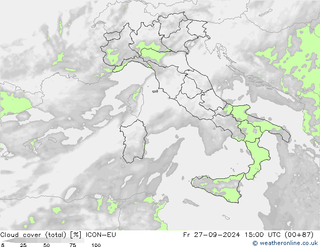 облака (сумма) ICON-EU пт 27.09.2024 15 UTC