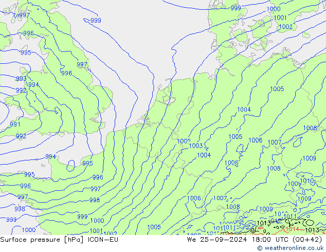 pression de l'air ICON-EU mer 25.09.2024 18 UTC