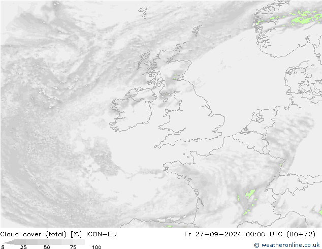 облака (сумма) ICON-EU пт 27.09.2024 00 UTC