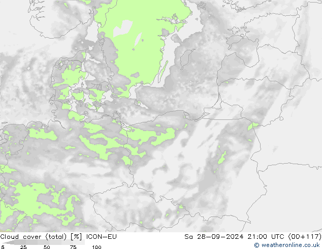 Bulutlar (toplam) ICON-EU Cts 28.09.2024 21 UTC