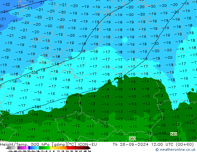 Géop./Temp. 500 hPa ICON-EU jeu 26.09.2024 12 UTC