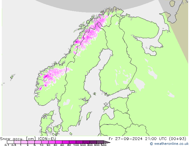 Toplam Kar ICON-EU Cu 27.09.2024 21 UTC