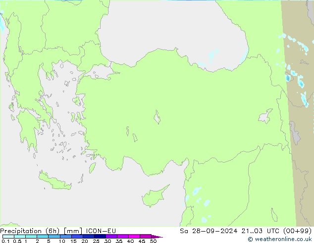 Yağış (6h) ICON-EU Cts 28.09.2024 03 UTC