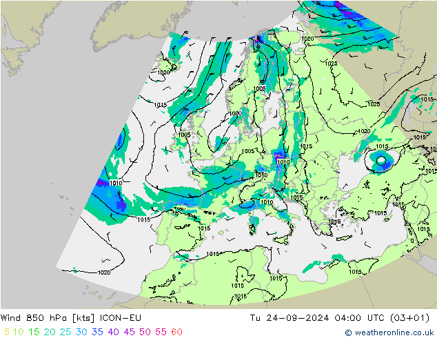 Rüzgar 850 hPa ICON-EU Sa 24.09.2024 04 UTC