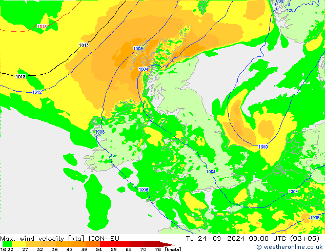 Max. wind velocity ICON-EU mar 24.09.2024 09 UTC