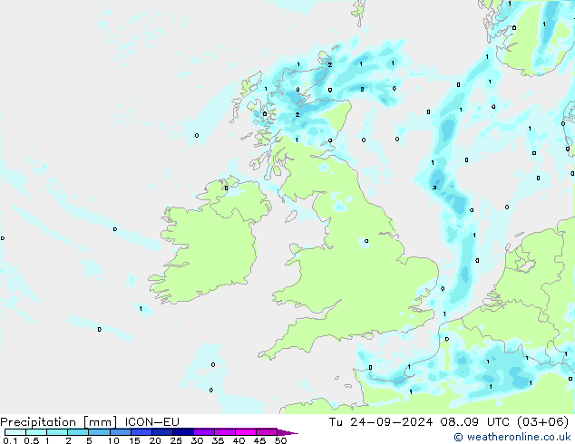 Precipitation ICON-EU Tu 24.09.2024 09 UTC