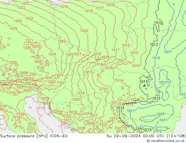 Yer basıncı ICON-EU Paz 29.09.2024 00 UTC
