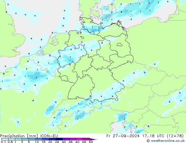 precipitação ICON-EU Sex 27.09.2024 18 UTC