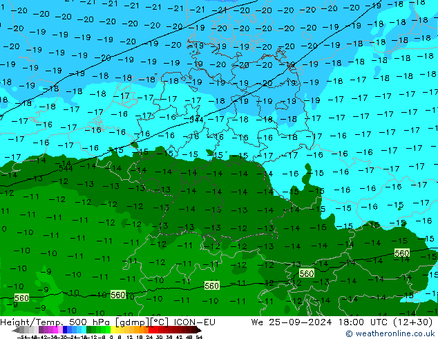 Height/Temp. 500 hPa ICON-EU We 25.09.2024 18 UTC