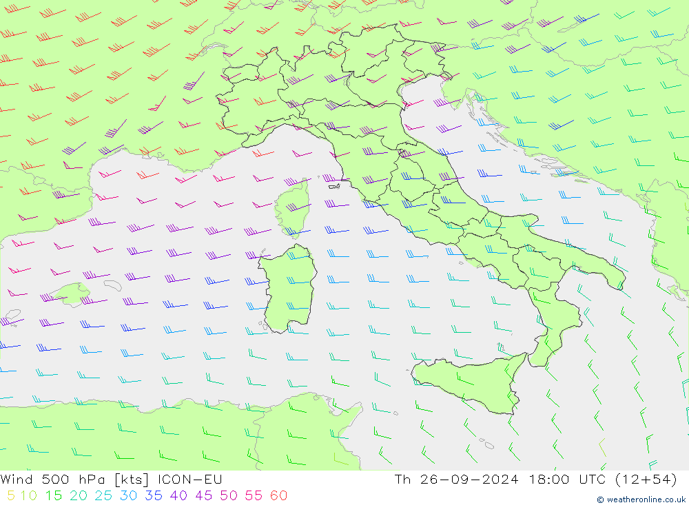 Wind 500 hPa ICON-EU do 26.09.2024 18 UTC