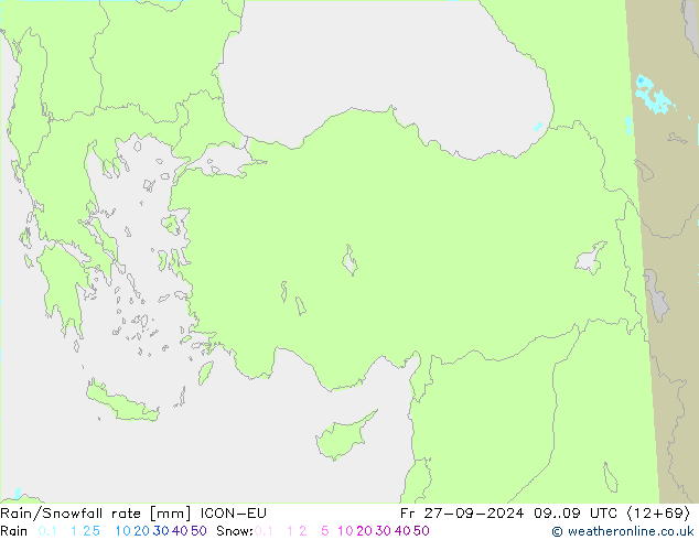 Rain/Snowfall rate ICON-EU vie 27.09.2024 09 UTC