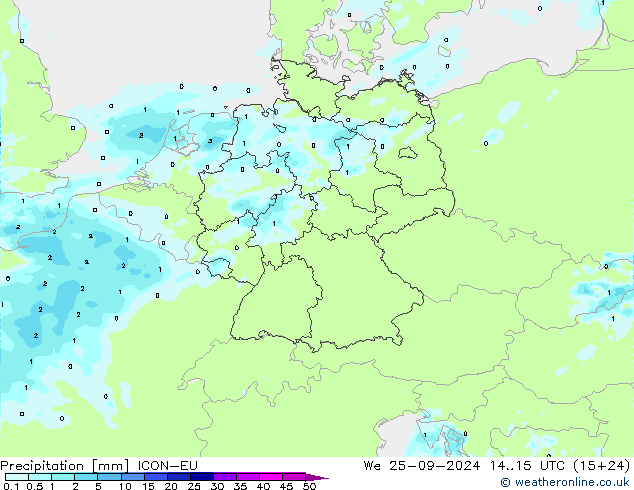 Srážky ICON-EU St 25.09.2024 15 UTC