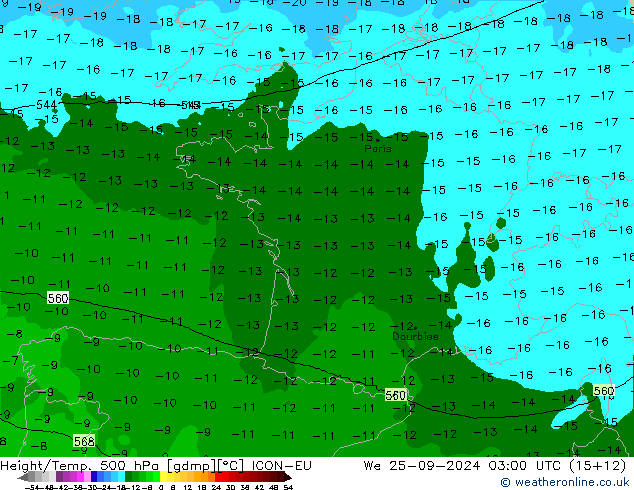 Height/Temp. 500 hPa ICON-EU We 25.09.2024 03 UTC