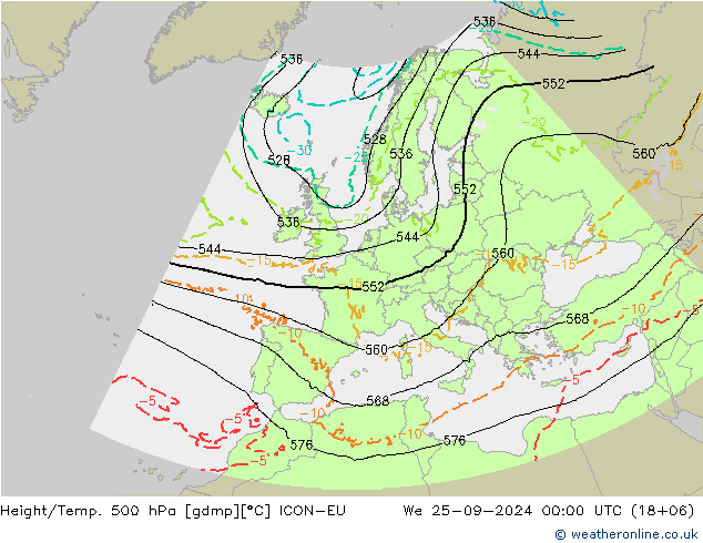 Height/Temp. 500 hPa ICON-EU  25.09.2024 00 UTC