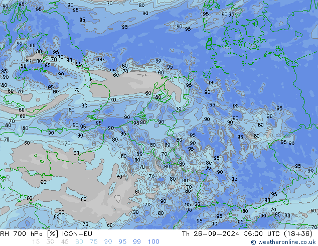 RH 700 hPa ICON-EU Th 26.09.2024 06 UTC