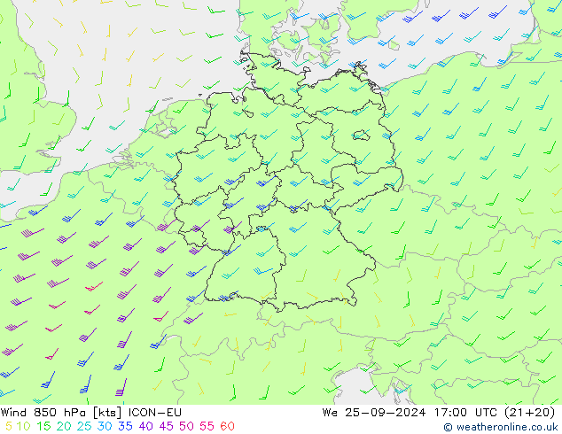  850 hPa ICON-EU  25.09.2024 17 UTC