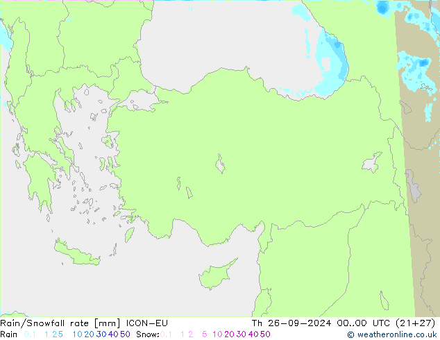 Rain/Snowfall rate ICON-EU jue 26.09.2024 00 UTC