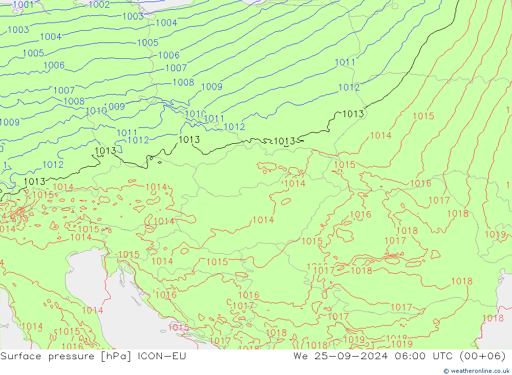 ciśnienie ICON-EU śro. 25.09.2024 06 UTC