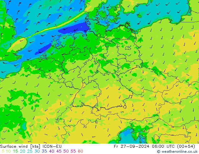 Vent 10 m ICON-EU ven 27.09.2024 06 UTC