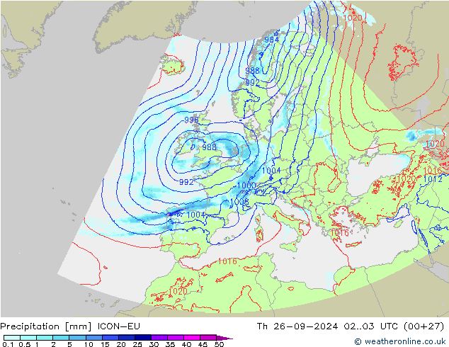 Precipitazione ICON-EU gio 26.09.2024 03 UTC