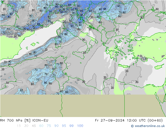 RH 700 hPa ICON-EU  27.09.2024 12 UTC