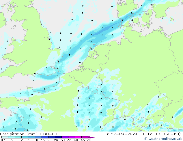 осадки ICON-EU пт 27.09.2024 12 UTC