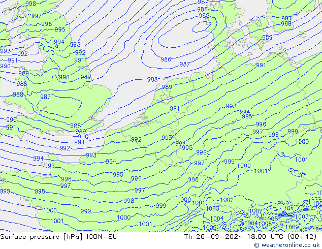 Luchtdruk (Grond) ICON-EU do 26.09.2024 18 UTC