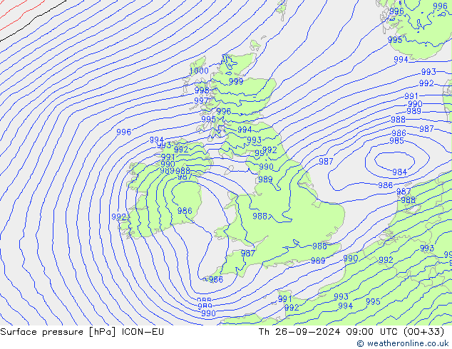 ciśnienie ICON-EU czw. 26.09.2024 09 UTC