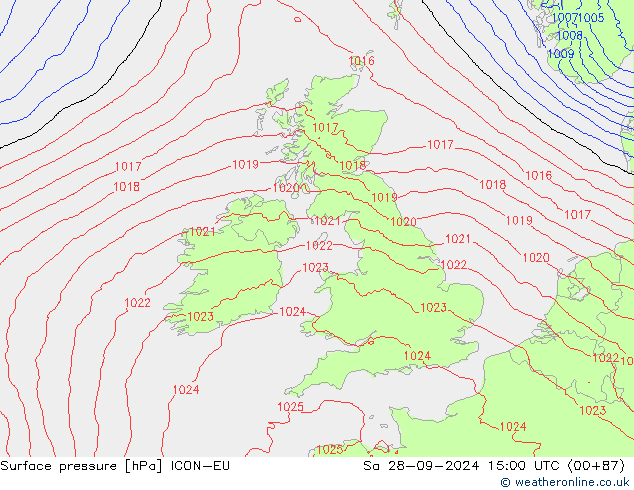 pression de l'air ICON-EU sam 28.09.2024 15 UTC