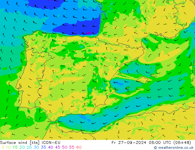 Vent 10 m ICON-EU ven 27.09.2024 06 UTC