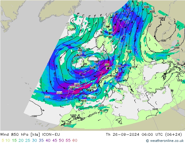 Wind 850 hPa ICON-EU Do 26.09.2024 06 UTC