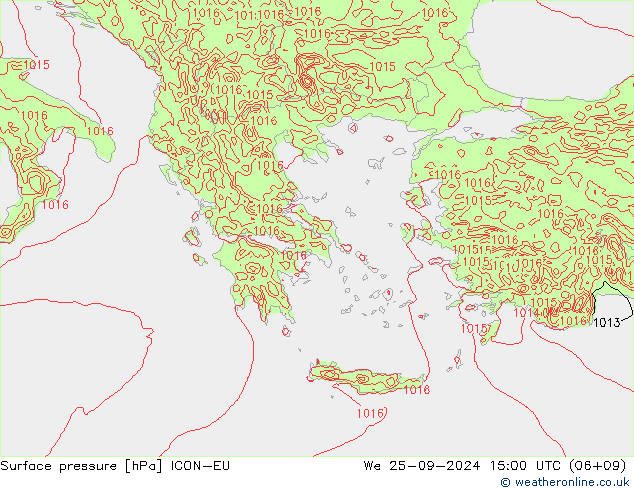 ciśnienie ICON-EU śro. 25.09.2024 15 UTC