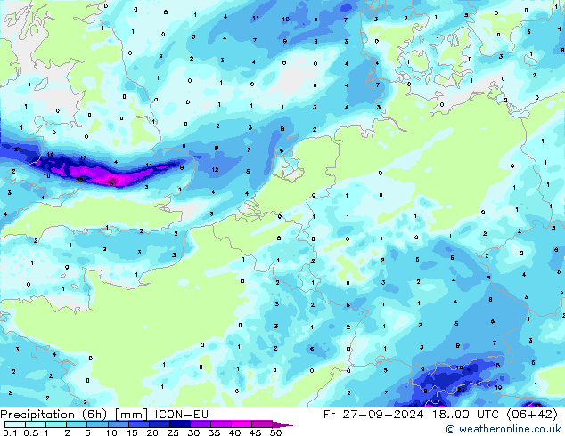 Nied. akkumuliert (6Std) ICON-EU Fr 27.09.2024 00 UTC