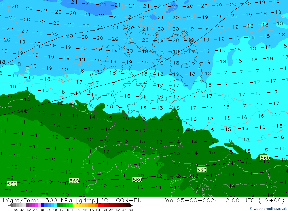 Yükseklik/Sıc. 500 hPa ICON-EU Çar 25.09.2024 18 UTC