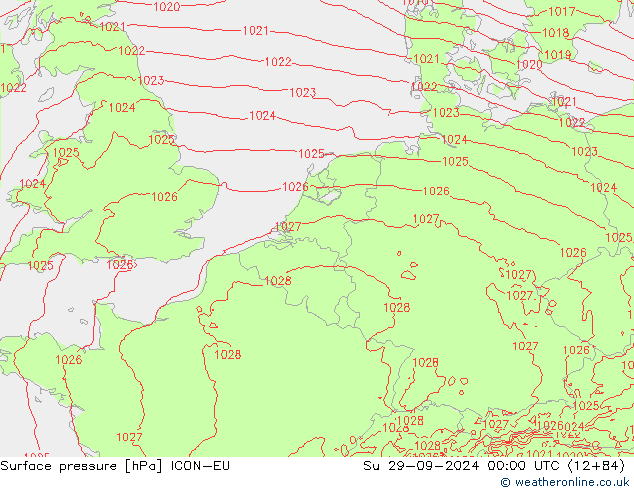 приземное давление ICON-EU Вс 29.09.2024 00 UTC