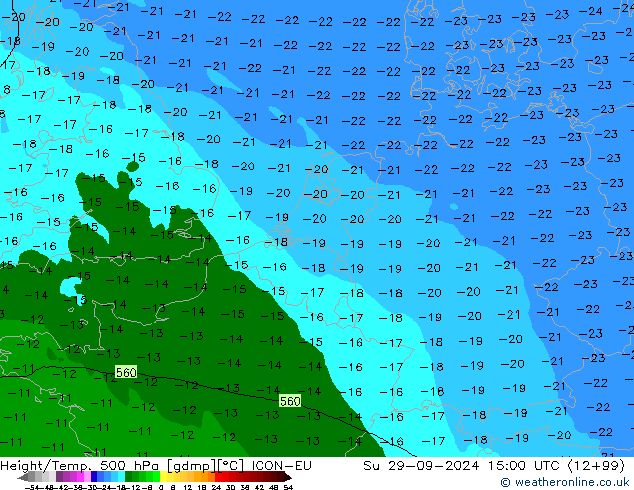 Height/Temp. 500 hPa ICON-EU Ne 29.09.2024 15 UTC