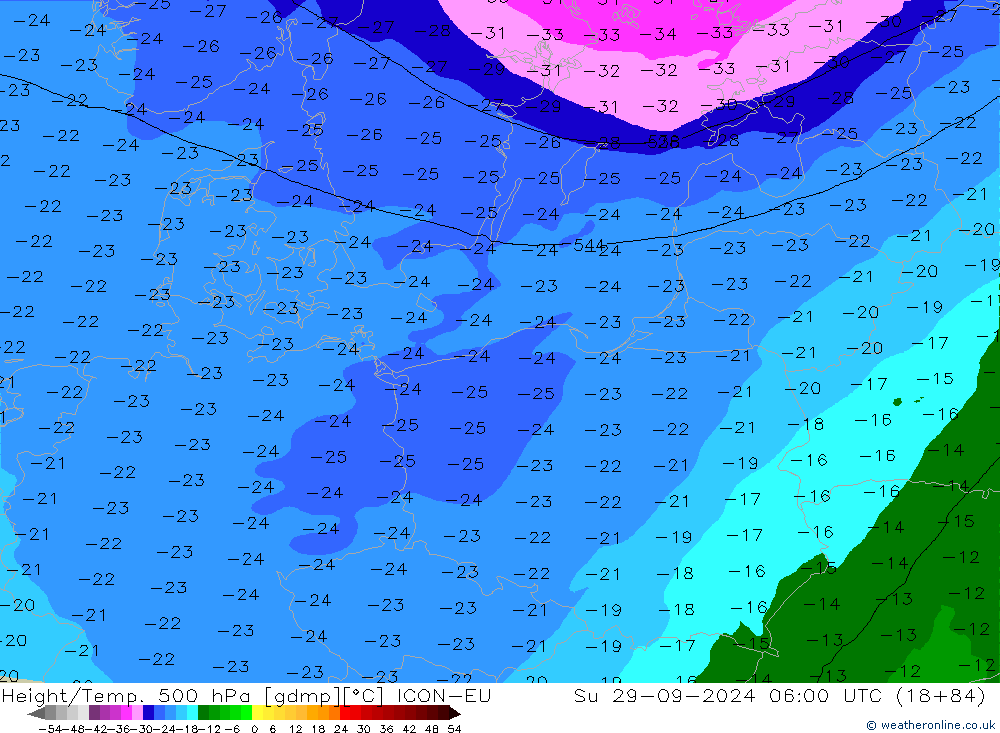 Height/Temp. 500 hPa ICON-EU dom 29.09.2024 06 UTC