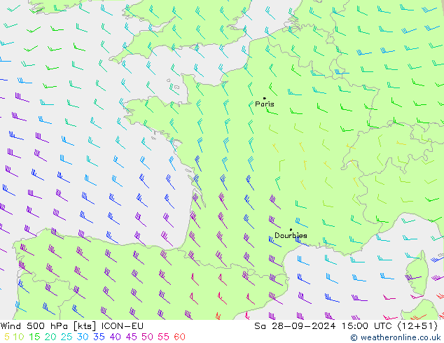 Wind 500 hPa ICON-EU Sa 28.09.2024 15 UTC