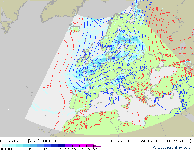 Niederschlag ICON-EU Fr 27.09.2024 03 UTC