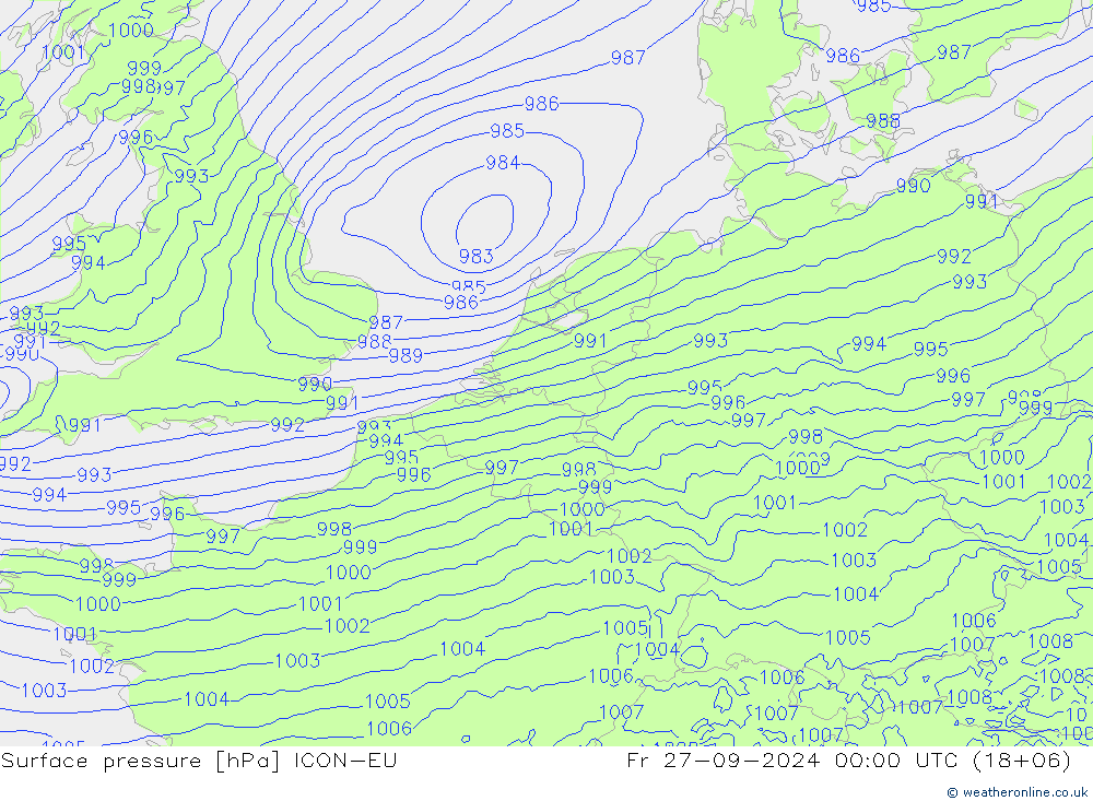 Bodendruck ICON-EU Fr 27.09.2024 00 UTC